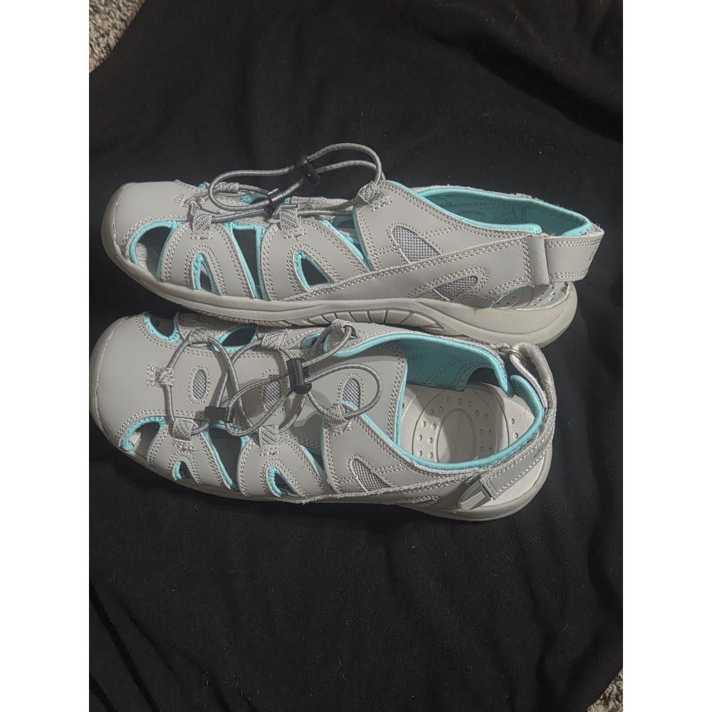 Eddie Bauer Women's Shoes Gray Turqoise 9 Mary Strap Hiking Trail Sport Sandals